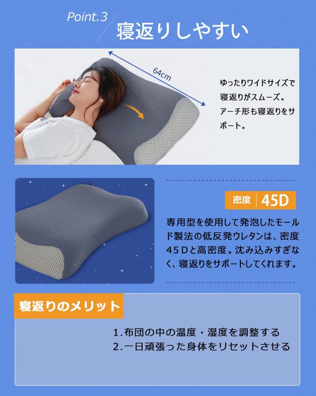 枕 低手向かい 首が一方ならずならない 横向き寝 枕 高め まくら 首肩相応う 枕 4度合い高さ合わせる ピロー 枕 真っただ中くぼみ 幅64cm×奥ふかさ40珊 Sunrising Bedding