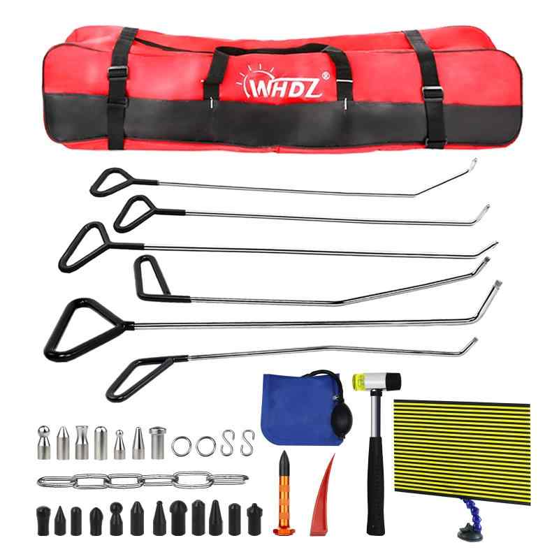 WHDZ 車 デントリペア ツール 凹み直す 車 へこみ修理 ツールカーデント 車修復工具セット 車デントリペアツール 車の凹み修理 修復槌 レッドウェッジ 気嚢 凹み検査工具 収納バッグ付き 36｜ブリルビ
