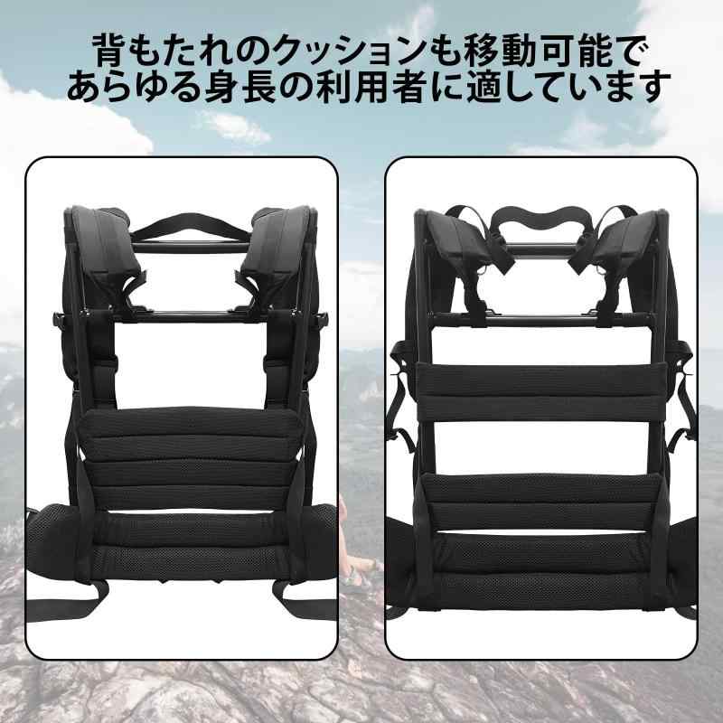 PAKESI 背負子 キャリーボーン アルミニウム合金 頑丈 耐荷重80kg クッション性が高い肩ベルトとウエストベルト 荷物を軽く感じる 登山 キャンプ 釣り 引越し 65*38*35cm｜ブリルビ