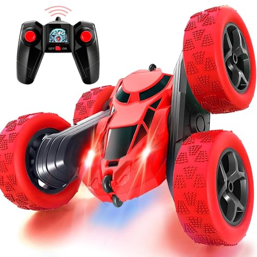 Tailtango ラジコンカー こども向け スタントカー 四輪駆動 両面走行 360度回転 オフロード RCカー 車おもちゃ バッテリー2個付き 40分間走れ 2.4Ghz無線操作 リモコンカー 子供 男の子 誕生日 プ