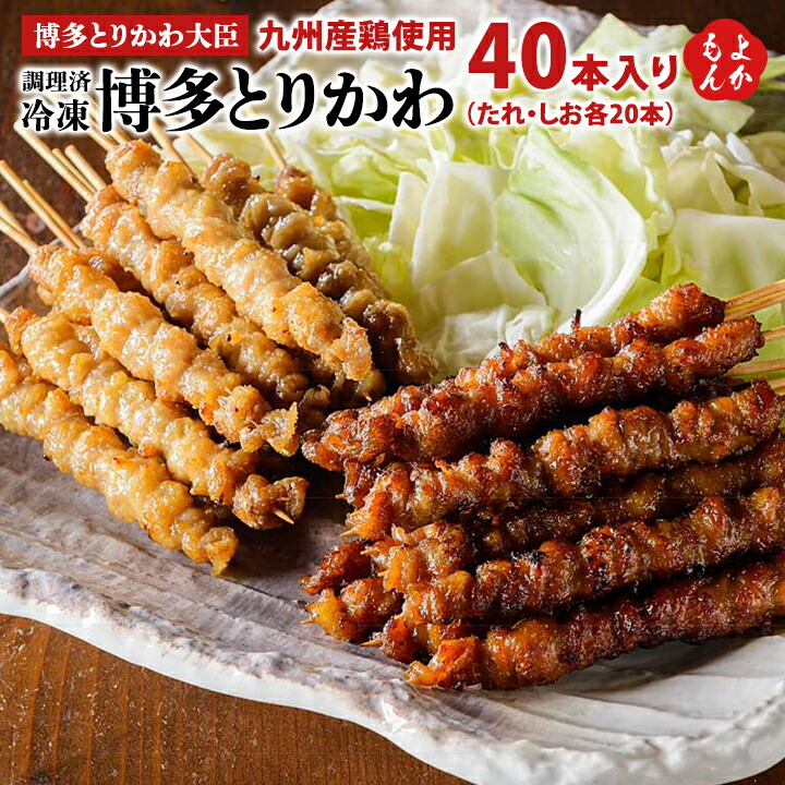冷凍博多とりかわ40本入り たれ 最大88%OFFクーポン 最大96％オフ しお各20本 送料無料 博多とりかわ大臣 チャネルティ 福岡 焼き鳥 福岡県よかもんショップ お取り寄せ 九州