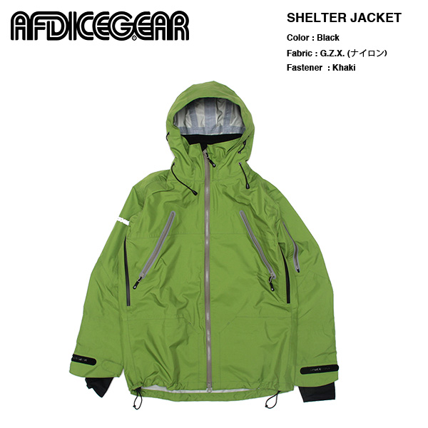 新着 AFDICEGEAR Shelter Jacket G.Z.X. Green Tea patsriverfrontcafe.com