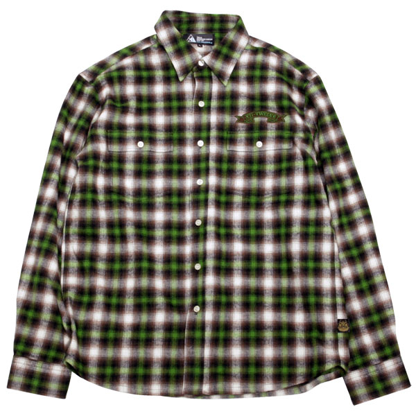 TWELVE 12 Flannel Shirts Brown-Green トゥエルブ フランネル チェックシャツ