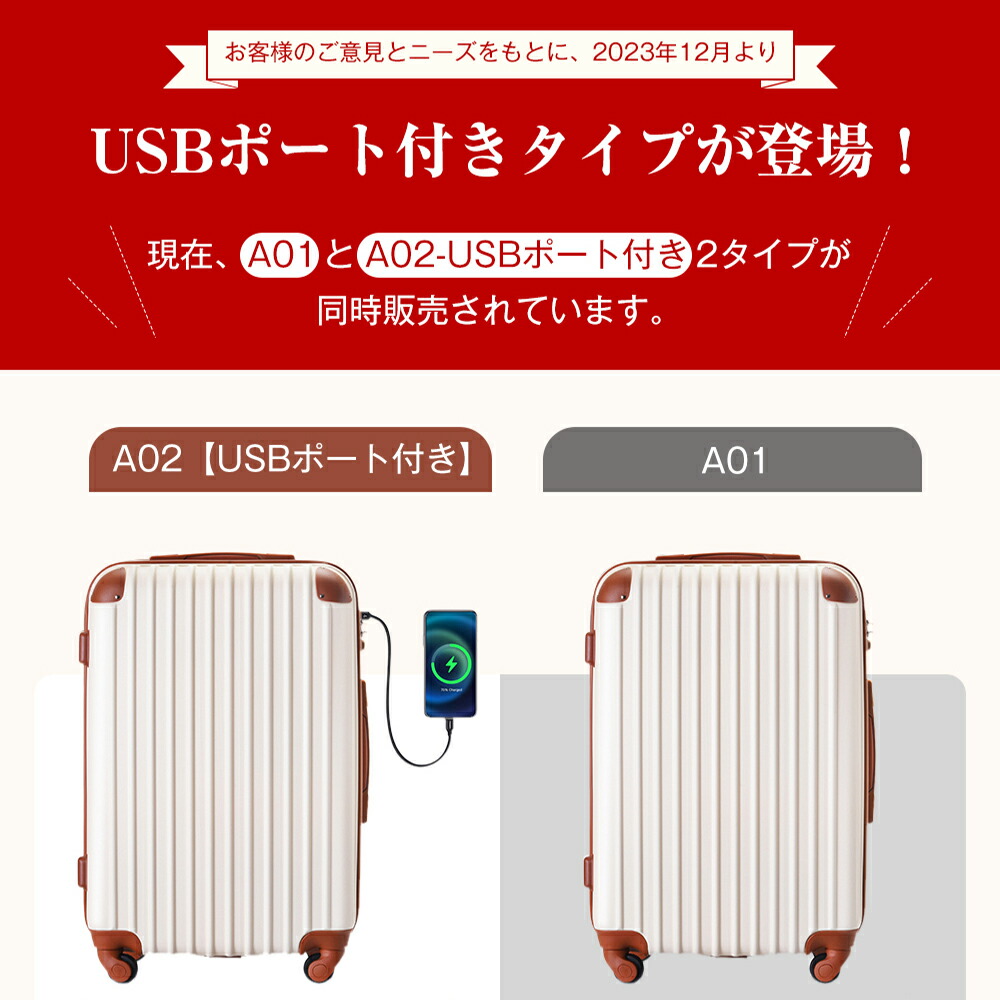 USBポート付き100Lスーツケース 3