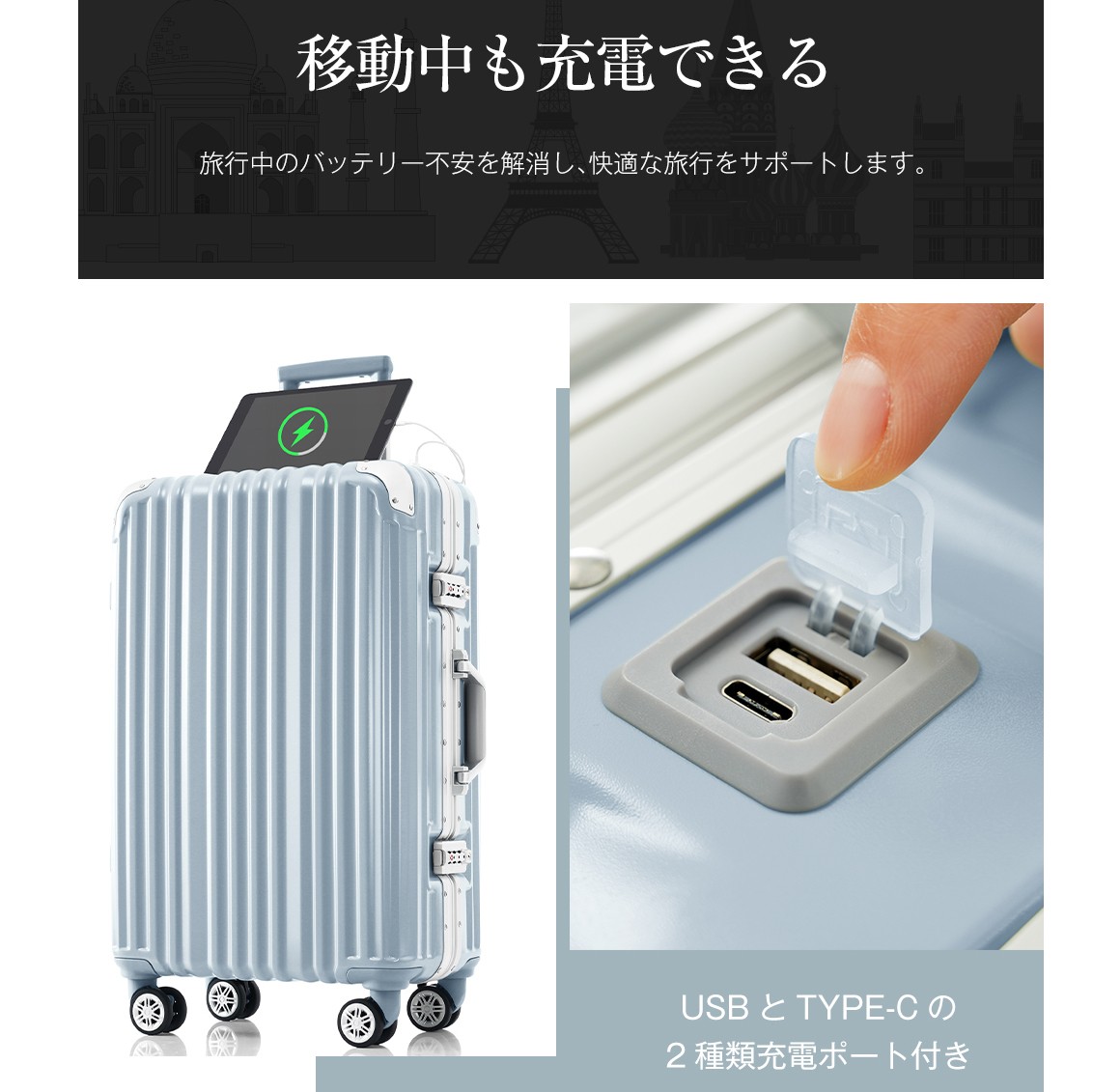 スーツケース 機内持ち込み ストッパー付き 軽量 Sサイズ Mサイズ L