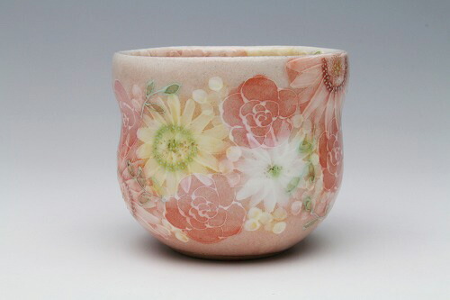 【紅彩優花　福々碗・瓢型】瀬戸焼 和食器 食器 湯呑 コップ カップ デザート鉢 手描き 花柄 プレゼント 贈り物 ギフト｜和食器と和雑貨のお店　舞陶館
