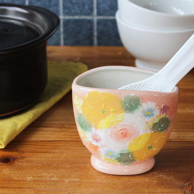 【間取黄花紋 しゃもじ立】 瀬戸焼 和食器 食器 瀬戸もの 勝手もと雑貨 ちゃぶ台小物 日本製 墨付き 花柄 差し上げ物 差し上げ物