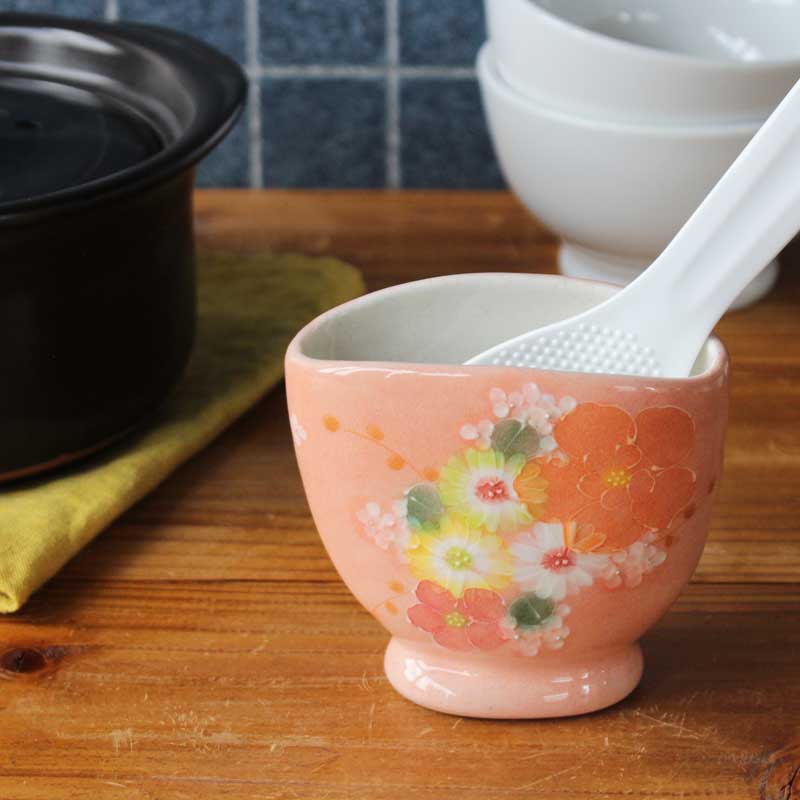 【紅彩花かざり付ける しゃもじ立】 瀬戸焼 和食器 食器 瀬戸もの 勝手もと雑貨 ちゃぶ台小物 日本製 墨付き 花柄 差し上げ物 差し上げ物