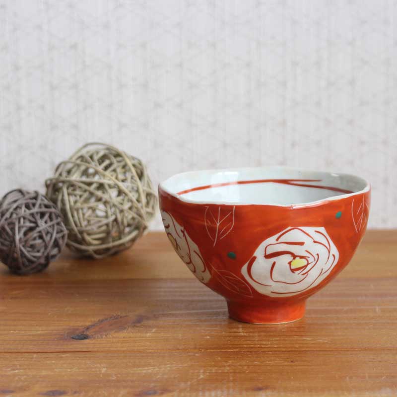 楽天市場】【赤絵ツバキ 飯碗】瀬戸焼 和食器 食器 茶碗 手描き