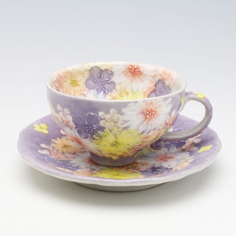 未使用　ゆずりはコーヒー碗皿　紫京花 riguru-online_tocup43442