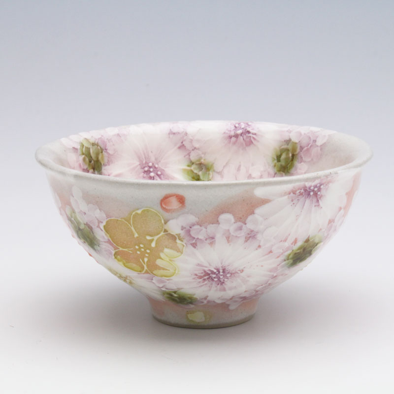桃の花デザイン茶碗 抹茶茶碗 桃の花