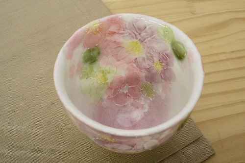 紅彩花小紋 湯呑