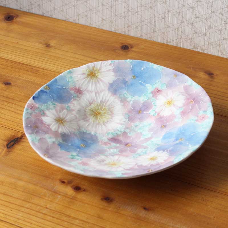 【未使用】工房ゆずりは　彩優花　パスタ皿】瀬戸焼 直径24m 贈り物　箱なし 未使用】工房ゆずりは 彩優花 パスタ皿】瀬戸焼 直径24m 贈り物