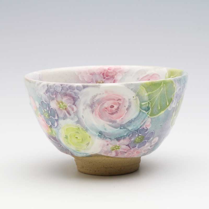 楽天市場】【藍彩白絵花 抹茶碗(平型)】 抹茶茶碗 お抹茶 茶道具 茶器