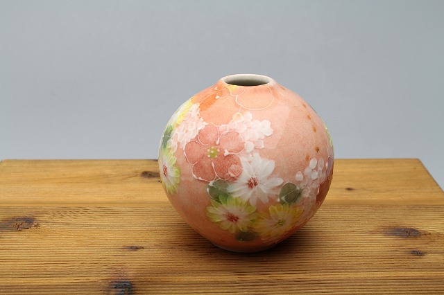 楽天市場】釉彩ローズ 丸花入陶器 花器 花瓶 おしゃれ かわいい