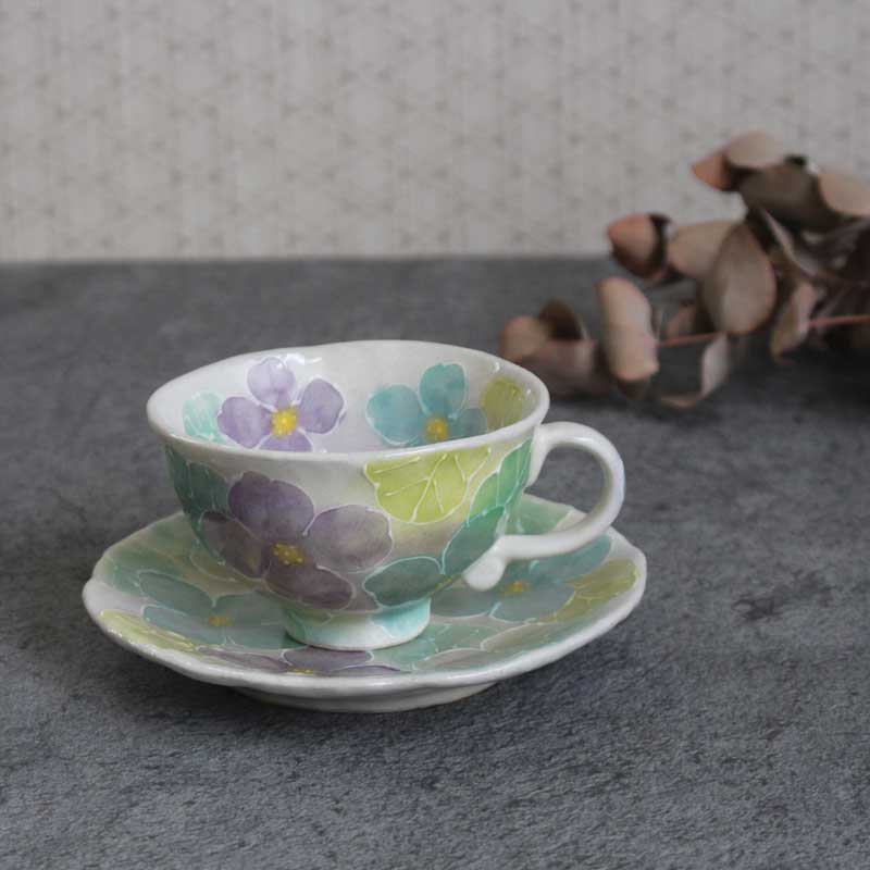 楽天市場】小花一珍 コーヒー碗皿（紫） 瀬戸焼 和食器 食器 カップ