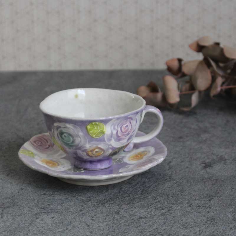 楽天市場】小花一珍 コーヒー碗皿（紫） 瀬戸焼 和食器 食器 カップ