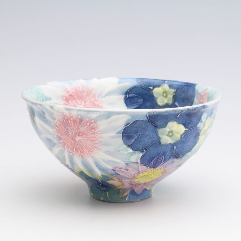 楽天市場】【青彩白花 飯碗】瀬戸焼 和食器 食器 茶碗 手描き 花柄