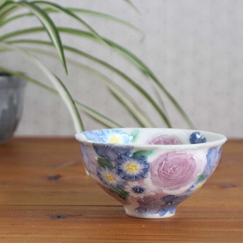 楽天市場】【青彩白花 飯碗】瀬戸焼 和食器 食器 茶碗 手描き 花柄