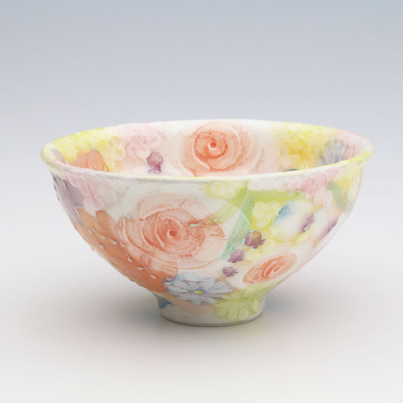 【長閑やかさ雅花 飯碗】 瀬戸焼 和食器 食器 茶碗 墨付き 花柄 差し上げ物 差し上げ物