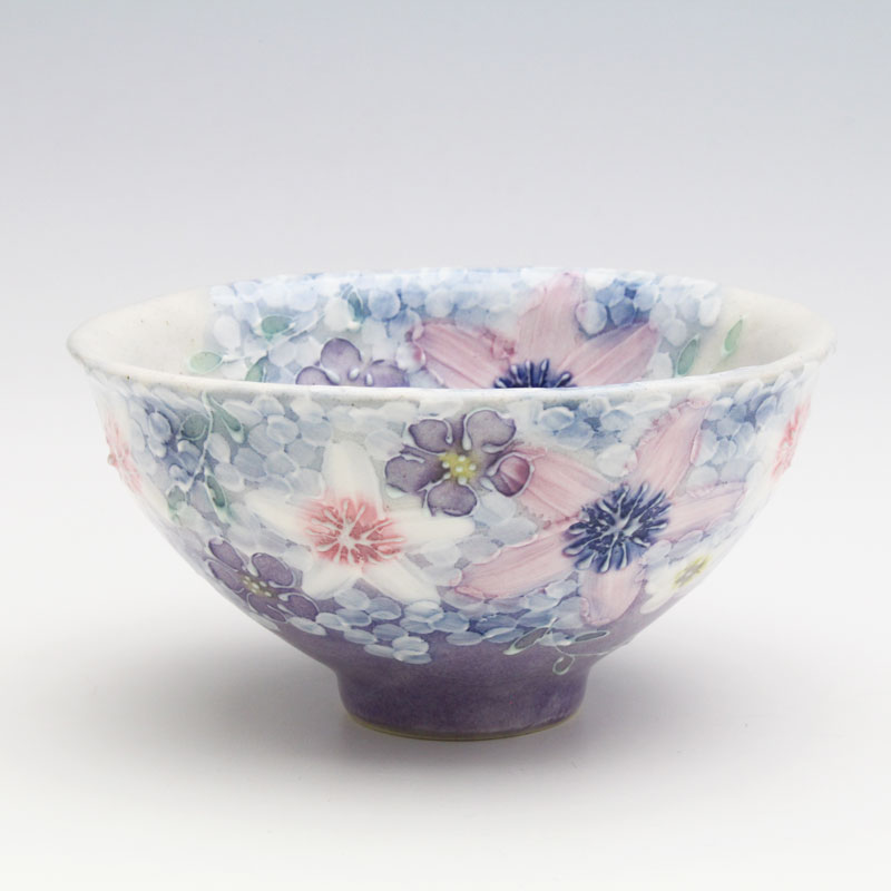 楽天市場】【紫京花 飯碗】瀬戸焼 和食器 食器 茶碗 手描き 花柄
