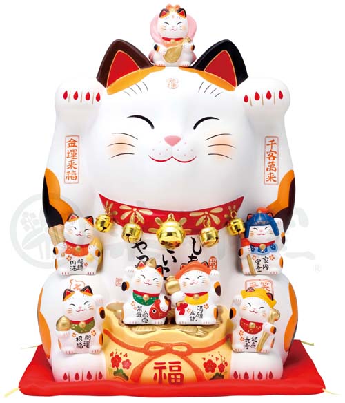 楽天市場】錦彩七福神招き猫（20号）置物 新築 開店 祝い 贈り物 開運