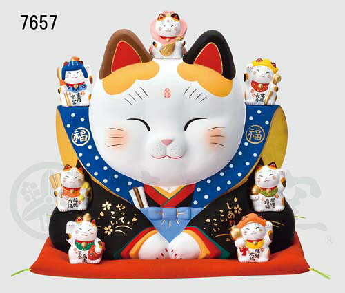 錦彩 七福神福助招き猫(10号)7657|和食器と和雑貨のお店 舞陶館