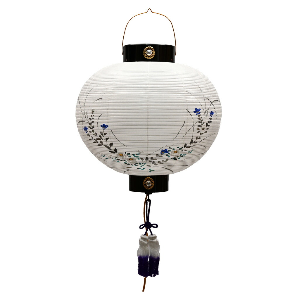 【ポイント増量中】盆提灯 門提灯 花柄 尺三丸 約42cm × 幅約39cm|仏壇・仏具の窓口