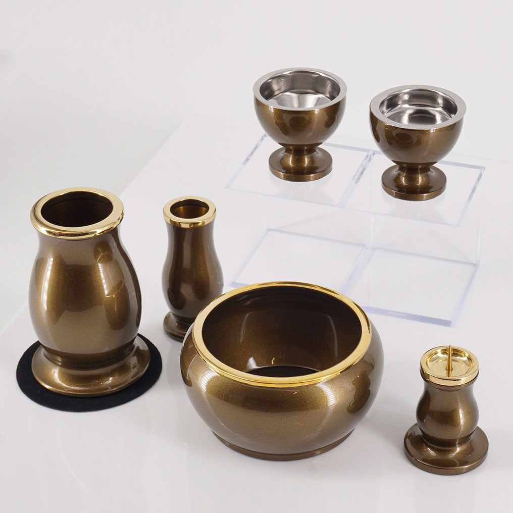 ルミエール6点セット ライトブラウン 3寸 花高9.2cm 直径6.0cm 口径3.5cm 仏具セット モダン ミニ 浄土宗 浄土真宗 天台宗 真言宗 臨済宗 曹洞宗 日蓮宗 黄檗宗 禅宗