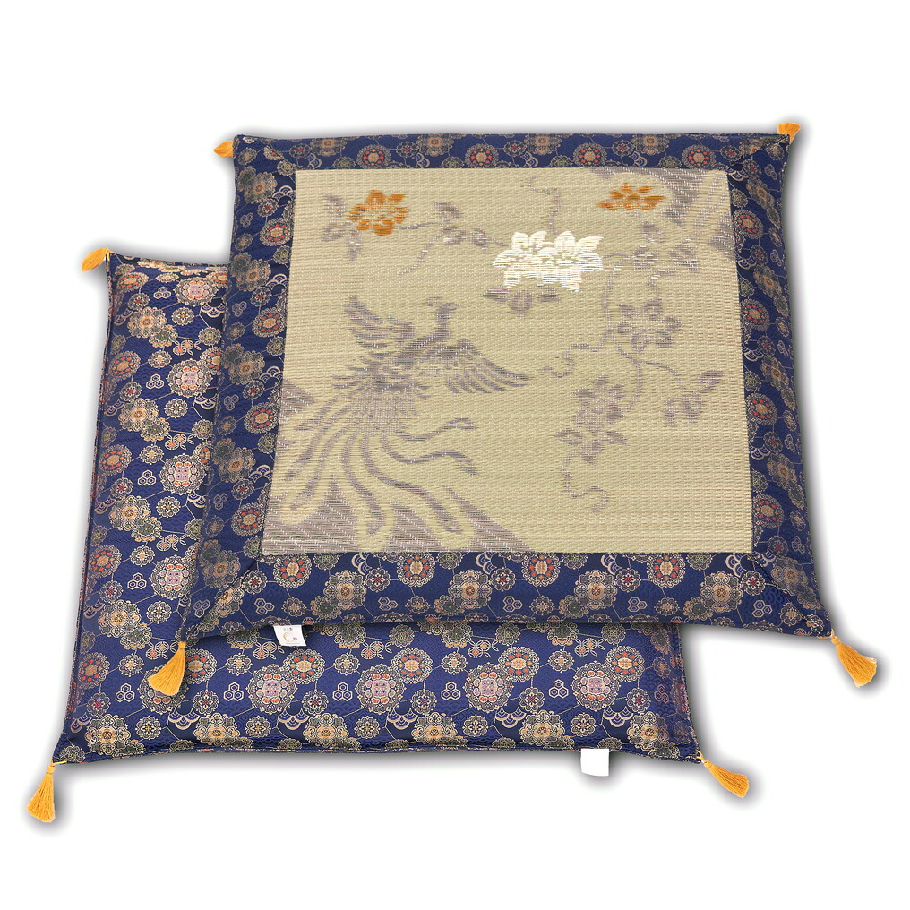 イグサ(鳳凰リヴァーシブル) い草 座蒲団 目の前座蒲団 70×70糎 仏前座蒲団 国産 法事 法要 仏事 御盆 仏具 仏壇 お寺さま様用 仏間 床材 湿り気打つ手 冷やりとした 蒸れない 日本製 夏用 通年 オール時節