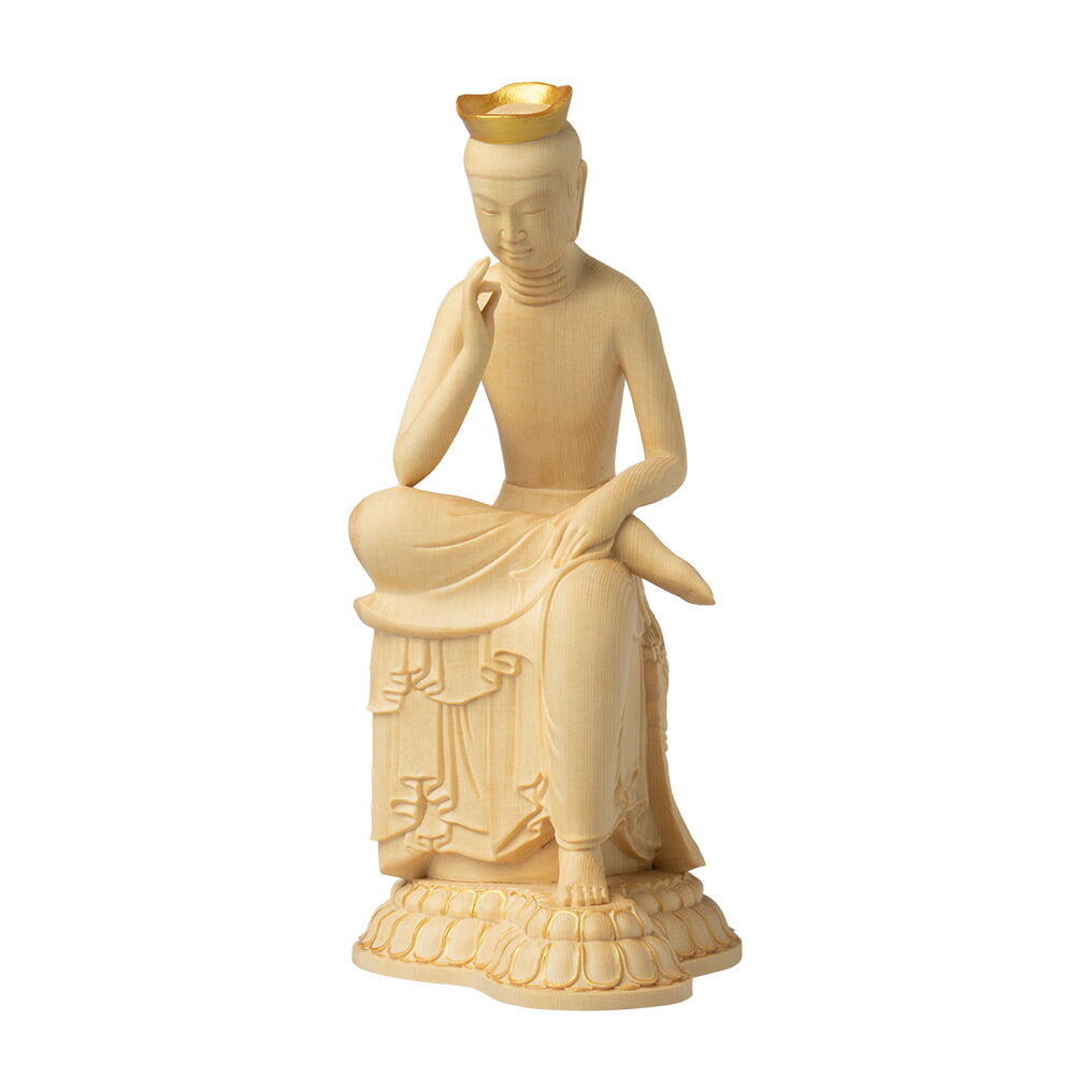 お盆お彼岸大特価中　希少仏像★ヒバ材 弥勒菩薩半跏像4寸 お盆お彼岸大特価中 希少仏像☆ヒバ材 弥勒菩薩半跏像4