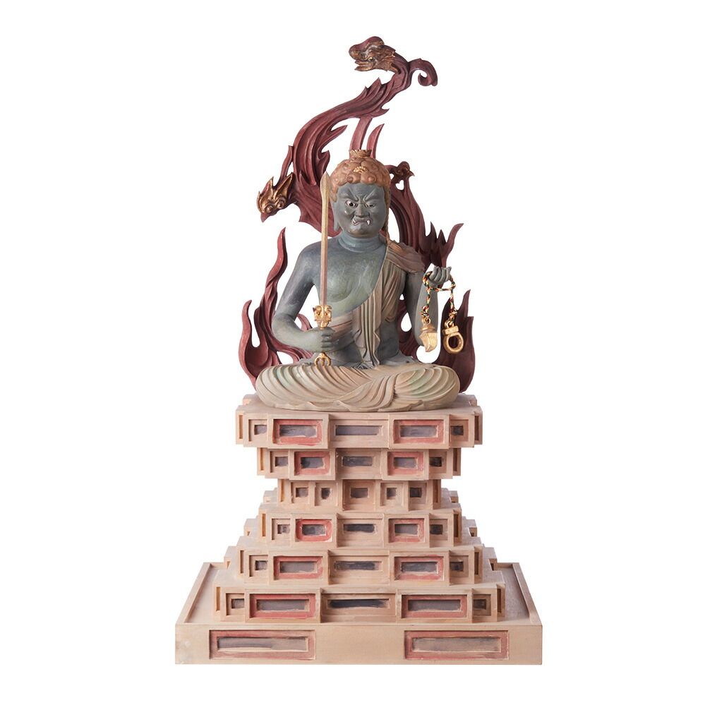 RIYAK　巻光背古代色不動明王座像 PREMIER 高50.8×幅22.3×奥19.8cm 桧木 仏像