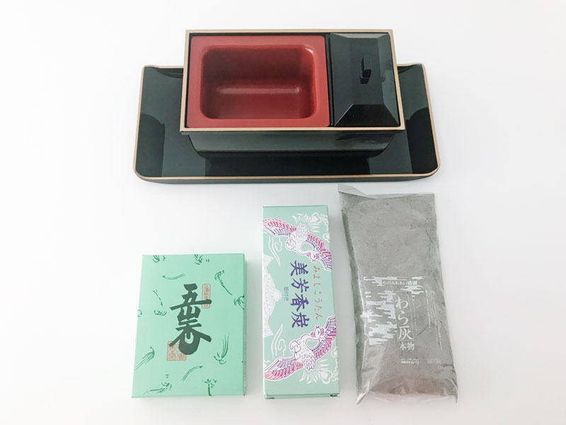 仏具 お盆 香炉 焼香盆 黒 フチ金 セット 仏具セット