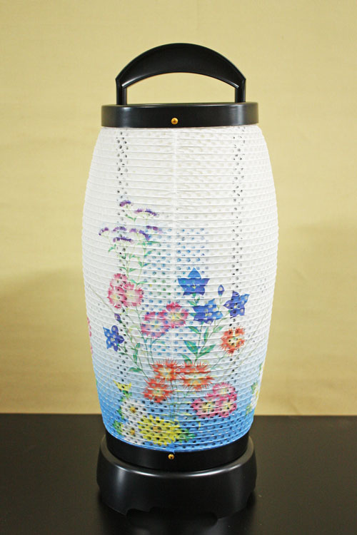 回転【仏具 お盆用品 灯篭 燈籠 灯籠】 提灯 せいらん 桔梗 撫子 青 ちょうちん 照明 回転式