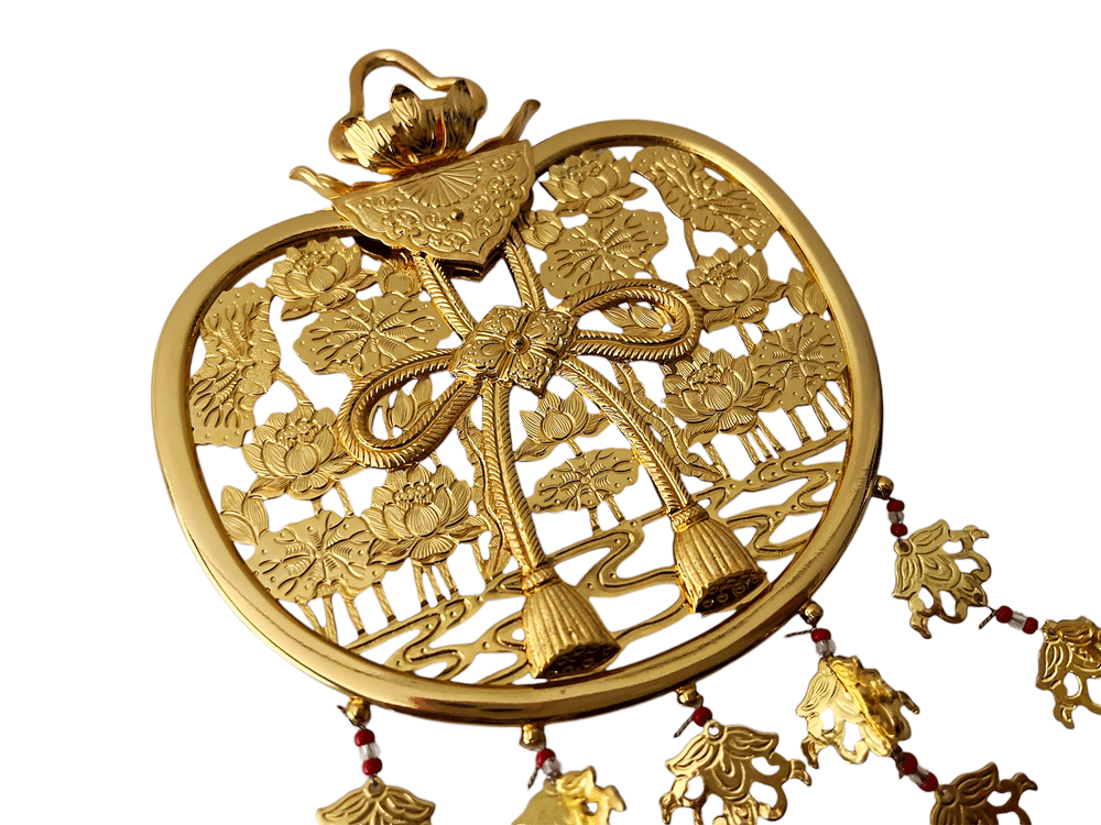 【 一派問いません 】 お寺さま仏具 華鬘 ケマン 金メッキ 5.0寸 蓮水