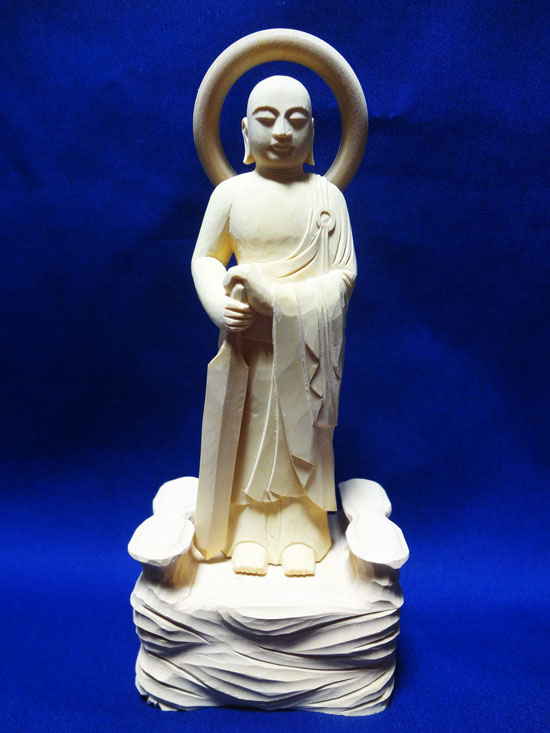 仏像 柘植 跋陀波羅菩薩 4.0寸 仏像 柘植製仏像 仏像 殴りつける像 お仏像