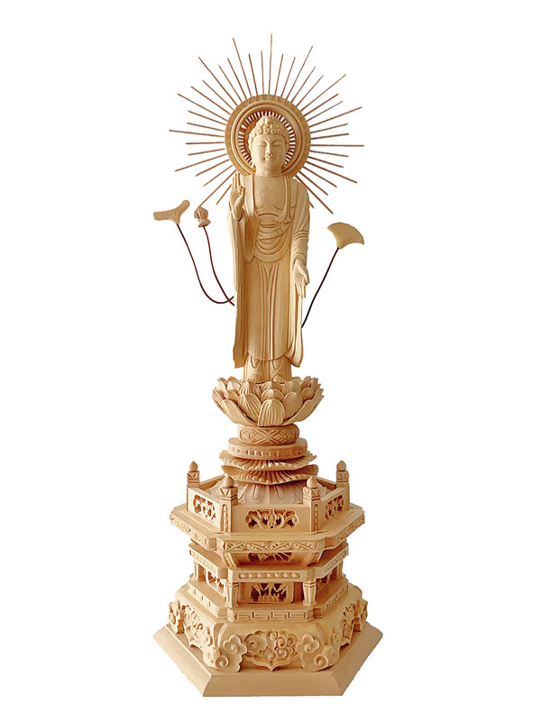 楽天市場】【真宗大谷派（東）】 仏像 楠木地彫 六角台座ケマン付 東立