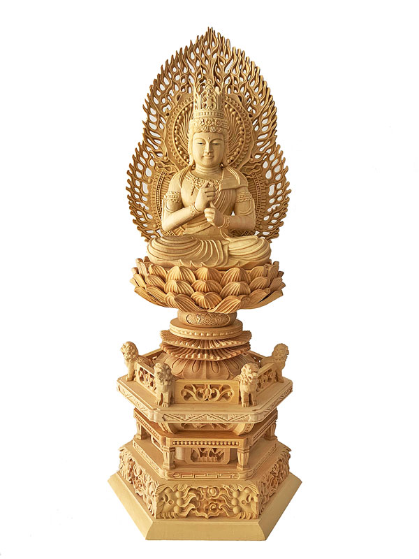 贅沢屋の 品質 価格 美しいお顔に自信 種類豊富 仏像 真言宗 木彫 ２ ５寸 金泥書 火炎光背 大日如来 六角台座 柘植 仏像 美術 工芸品 Roseboro Com