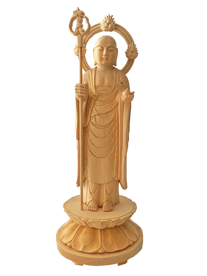 仏像 地蔵尊 柘植 金泥書 3.5寸 仏具|仏壇職人関工作所