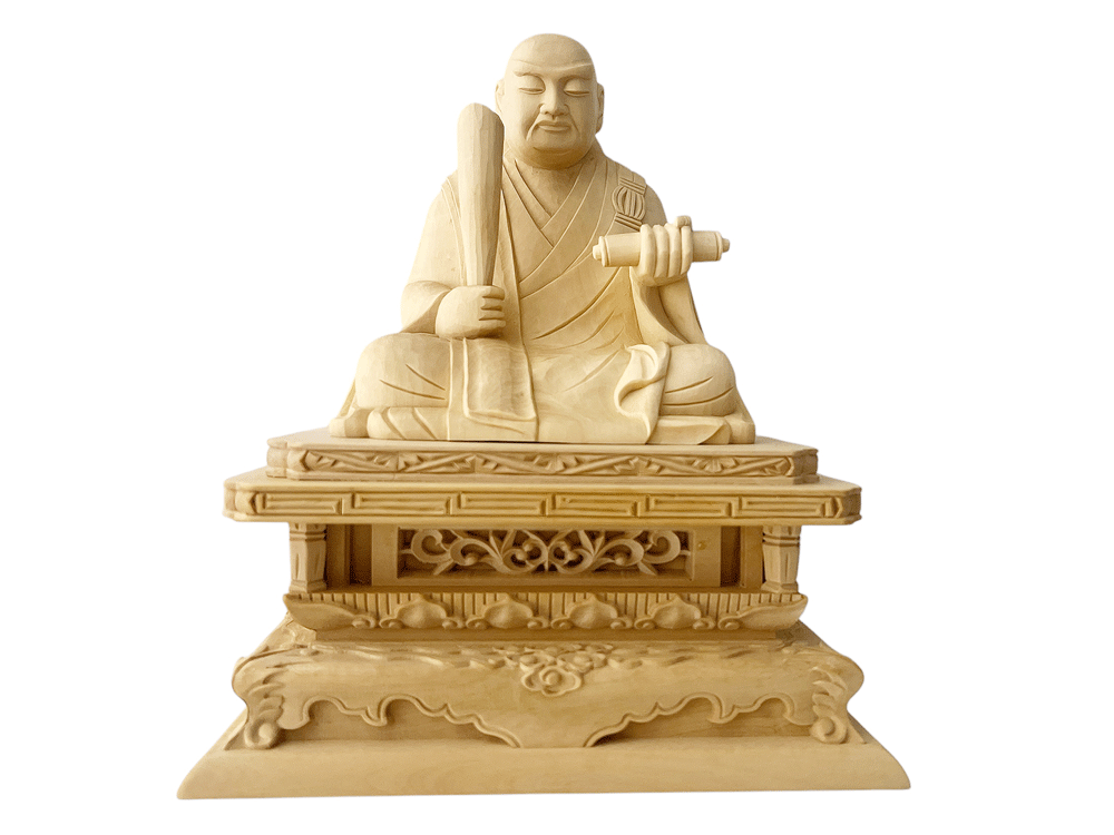 【日蓮宗】 仏像 総柘植 日蓮聖人君子 1.8寸 木製