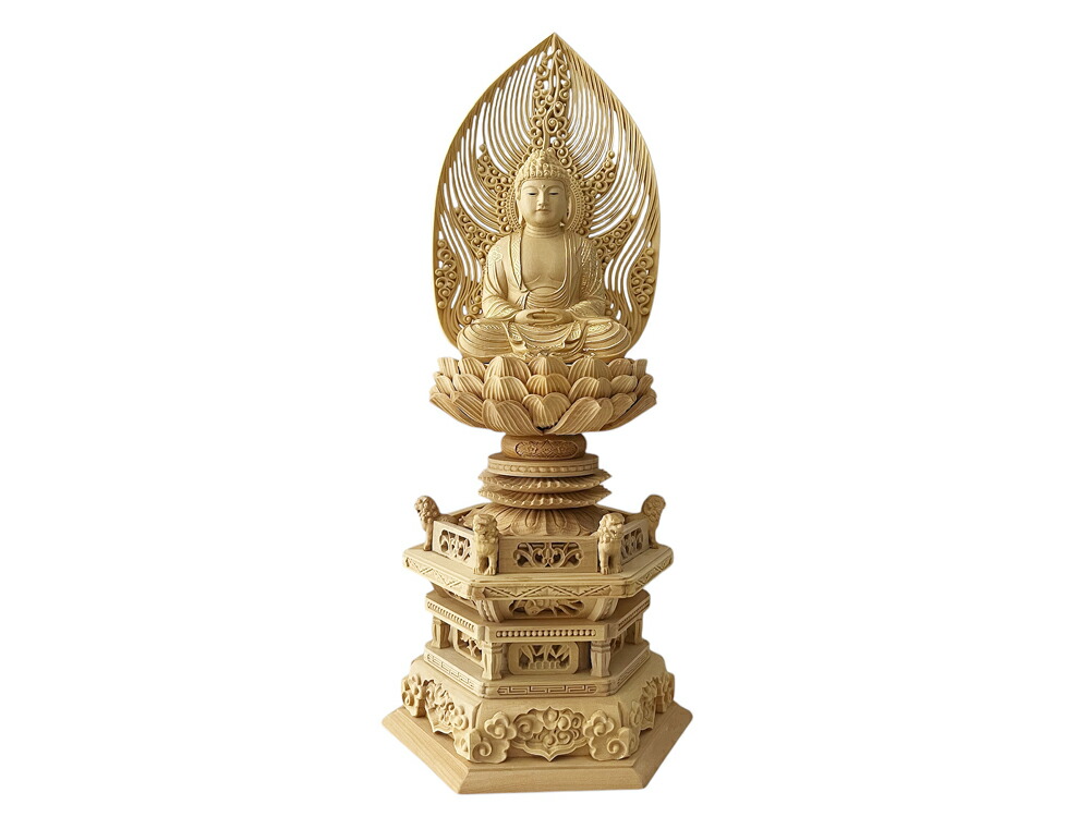 仏像 座釈迦 2.0寸 仏切金 柘植 六角鬼面麒麟台座 水煙光背 眼入 釈迦如来 【禅宗 曹洞宗 臨済宗】 仏具 仏壇 釈迦 仏様 仏 仏像 木製 木彫り 木彫 木 金 高級