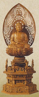 仏像 白檀 四天王六角台座 座釈迦 水煙光背 2.5寸 眼入り 釈迦如来 木彫 【禅宗 曹洞宗 臨済宗】