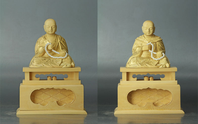 仏像 柘植 両脇 蓮如上人 親鸞聖人 金泥書 ２．５寸 【浄土真宗本願寺派 西】｜仏壇職人関工作所 56,749円