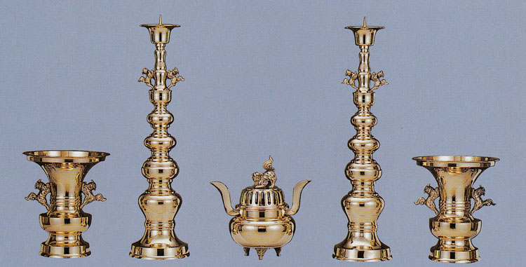 お寺さま用 仏具（余分の物） 中口五完全無欠さ 磨き 百獣の王掛 ８．０寸