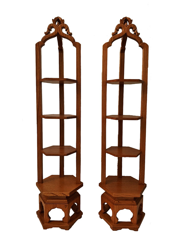 寺院 寺院用 仏具 寺院仏具 木製 段盛 若葉型 欅 1対 20.0寸