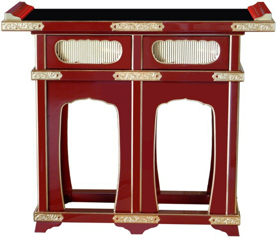 お寺さま仏具 立焼香机 朱塗 ３尺 金具打 三方向こう正面 机 お寺さま用 仏具 各支派