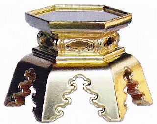 お寺さま仏具 雪見型仏器台 ６寸 木製 純金箔 お寺さま用 仏具 【本願寺派 西】