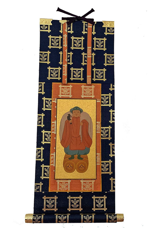 【日蓮宗】 掛軸 紺表装 日蓮宗紋入 大黒天 １５０代 脇掛左 掛け軸｜仏壇職人関工作所