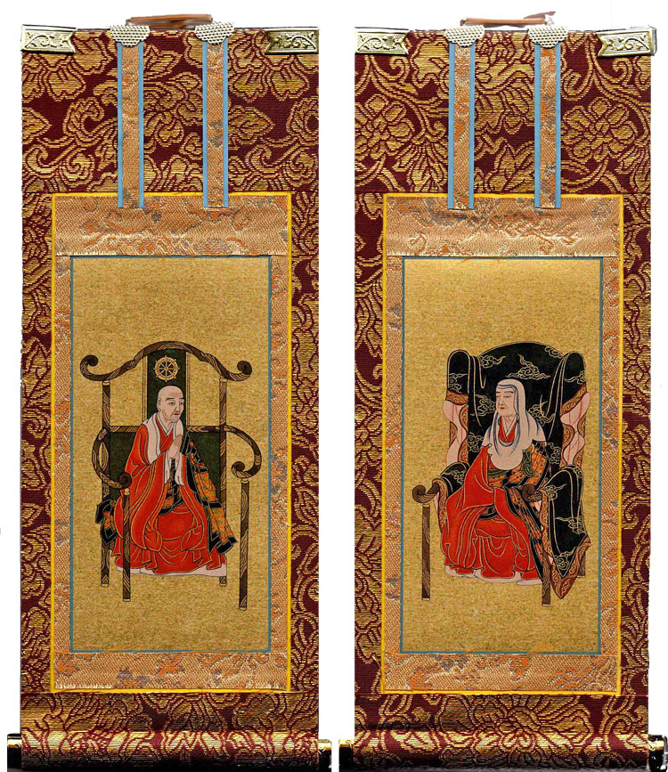 楽天市場 掛軸 融通念仏 融通念仏 中 茶表装 金具打 両脇セット 仏壇職人関工作所