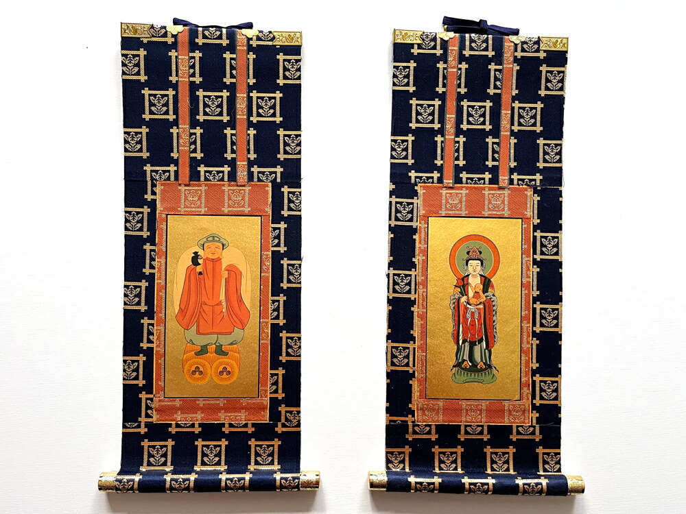 高級掛軸 大黒・鬼子母神 絹本手描 本表装仕立 両脇100代 日蓮宗 kakejiku_03nr_15.jpg